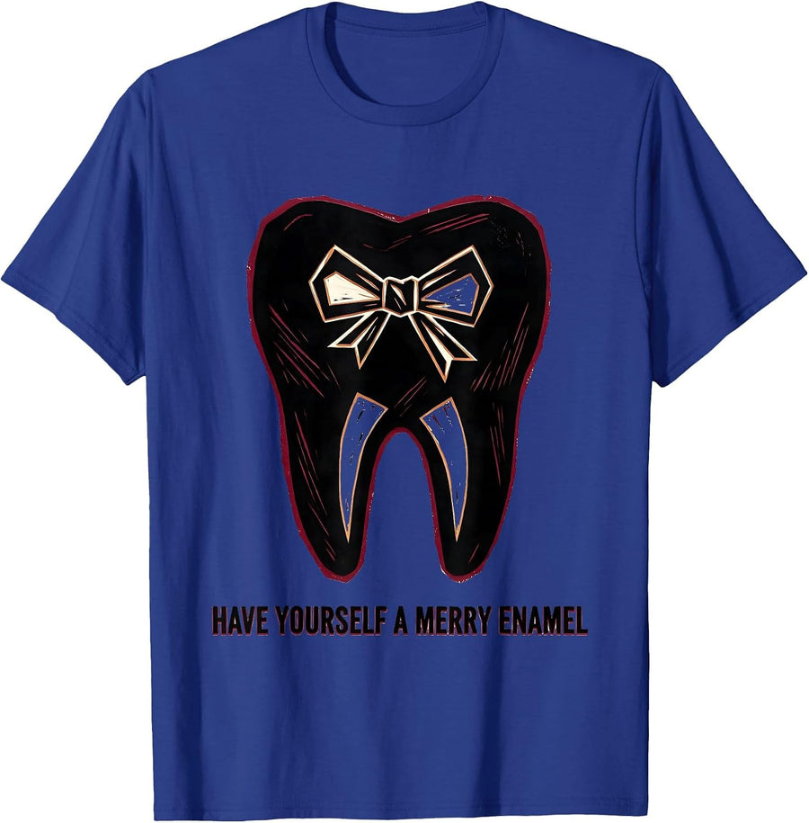 Have Yourself a Merry Enamel Funny Dental Christmas Dentist T-Shirt - Royal Blue