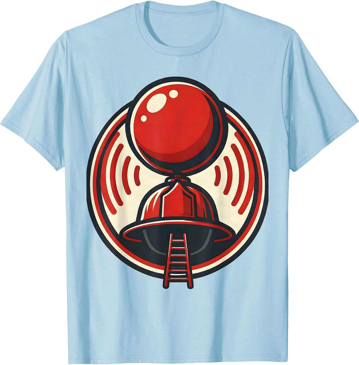 Men's Fire Helmet Badge Humor Firefighter Gift T-Shirt - Baby Blue