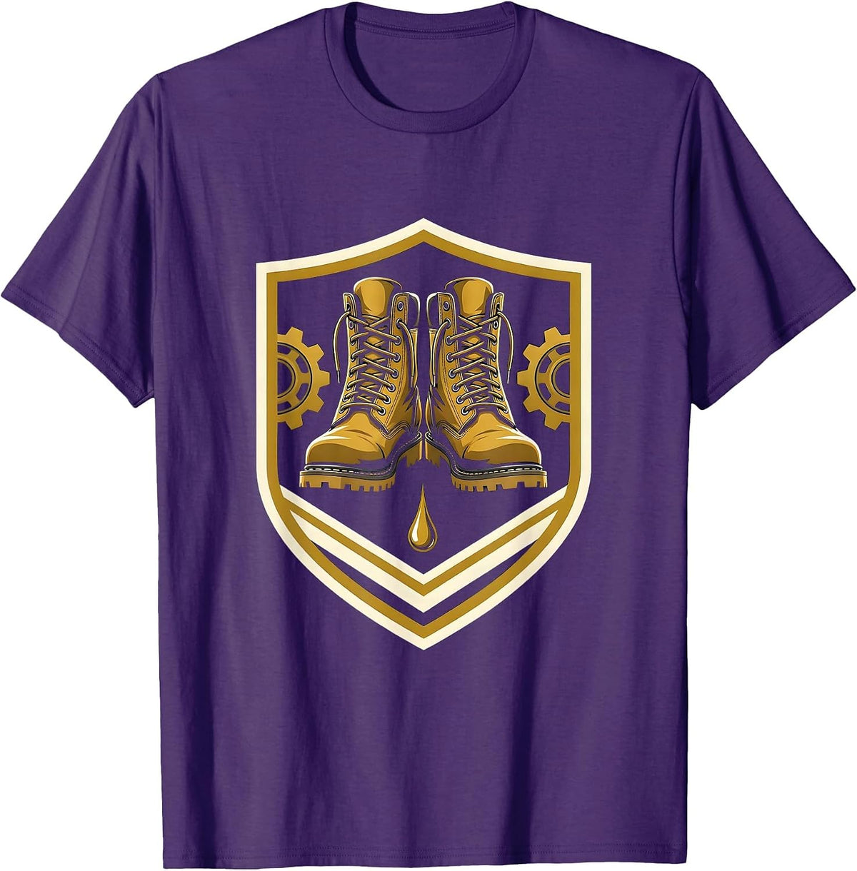 Men's Valley Forge Automotive Mechanic Boots Oil Drip T-Shirt - Purple