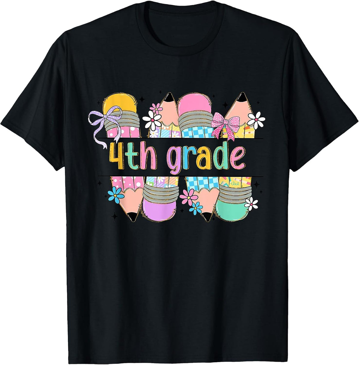 4th Grade Girls Back to School Fourth Grade T-Shirt - Black