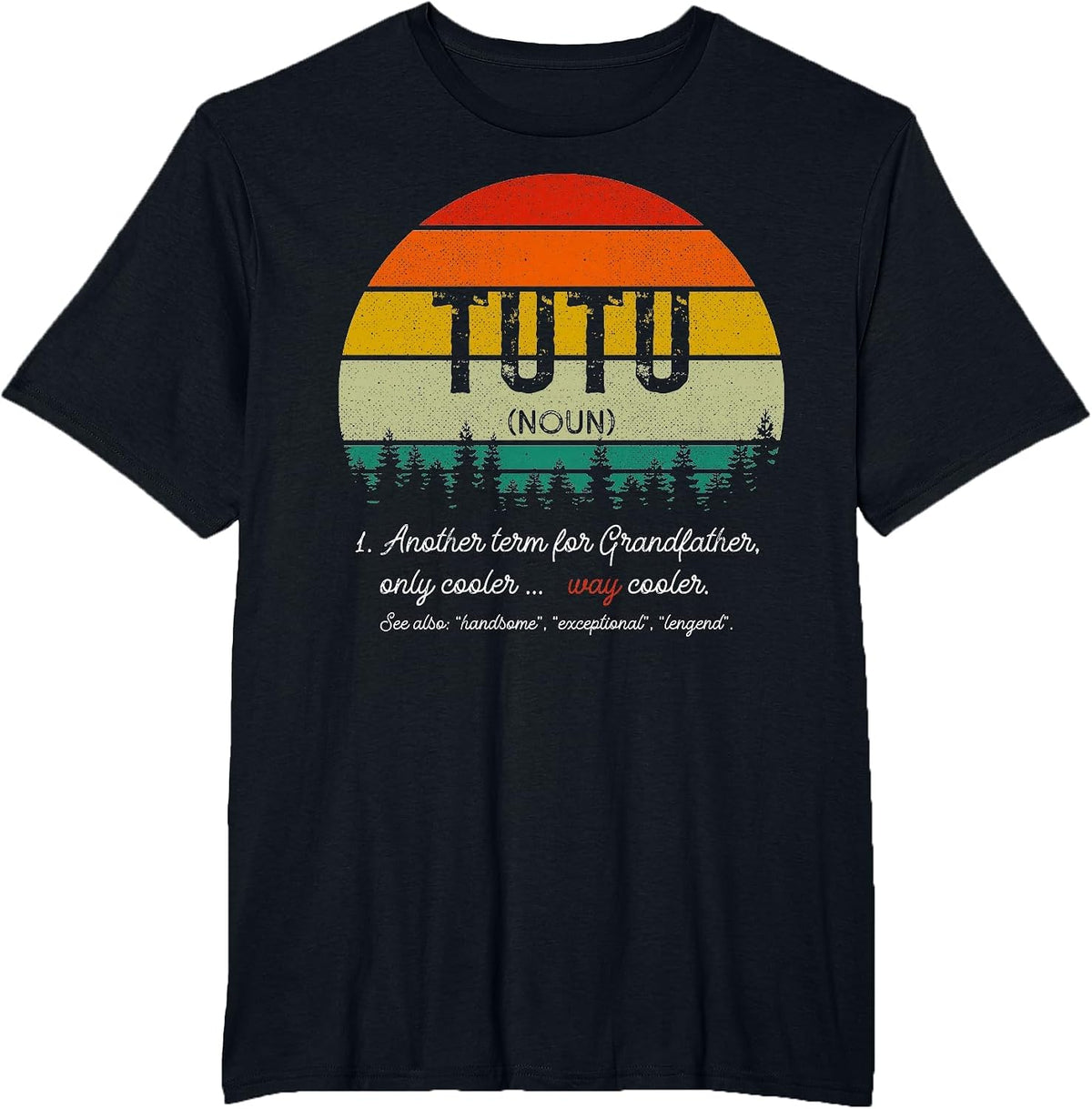 Vintage Tutu Definition Grandpa Fathers Day Retro T-Shirt - Black