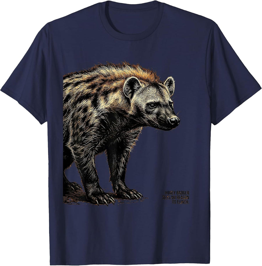 Honey Badger Sees No Reason To Flinch Funny Animal Lover T-Shirt - Navy Blue