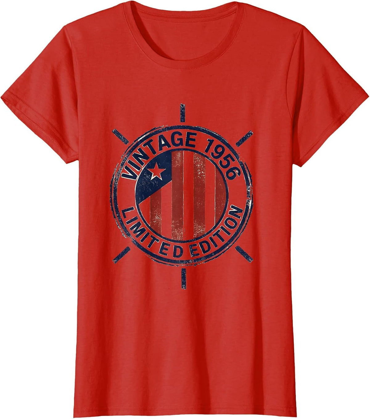 Women's Vintage 1956 Limited Edition Stamp 70th Birthday Gift Men T-Shirt - Red