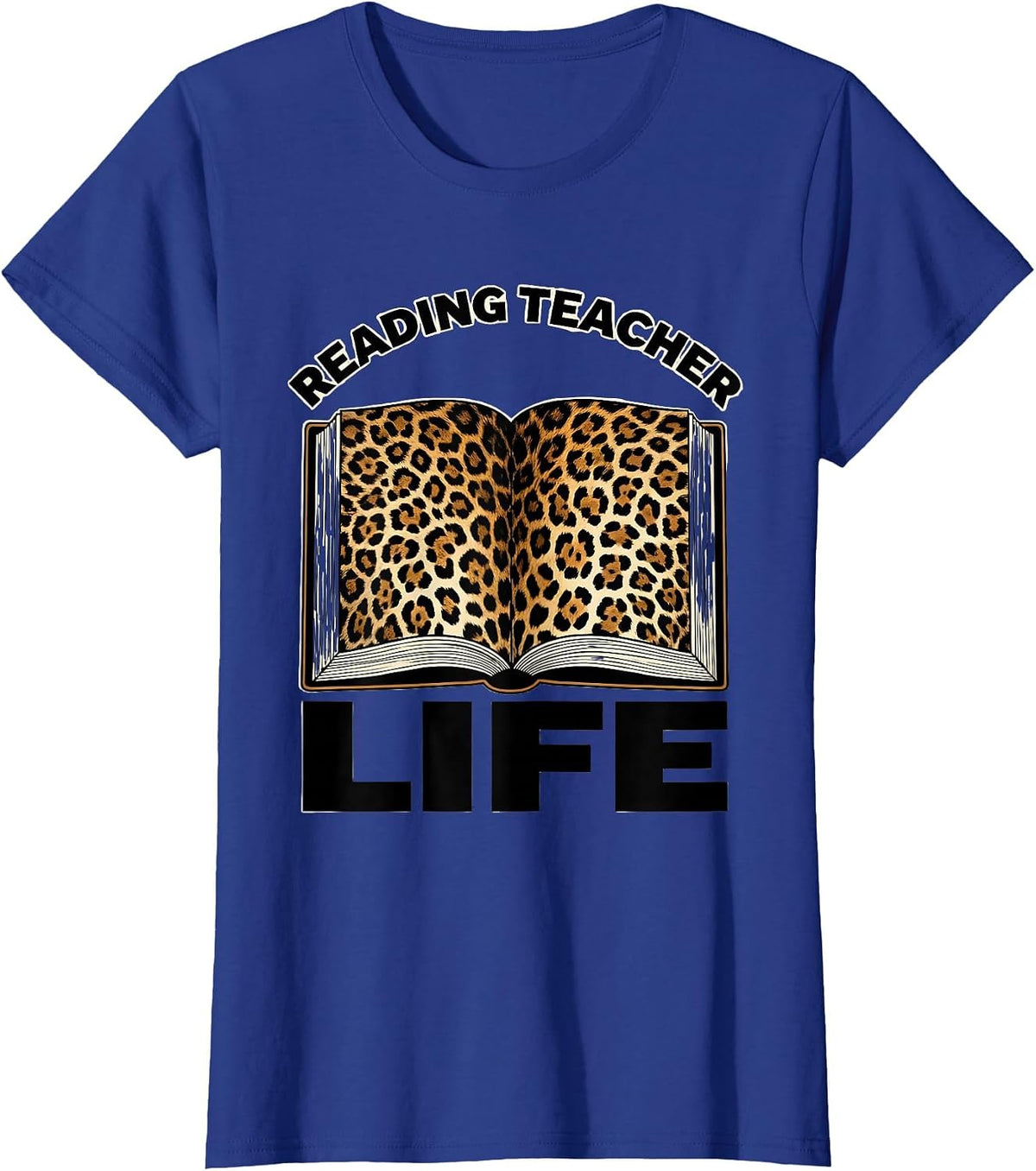 Women's Reading Teacher Life Graphic Design T-Shirt - Royal Blue