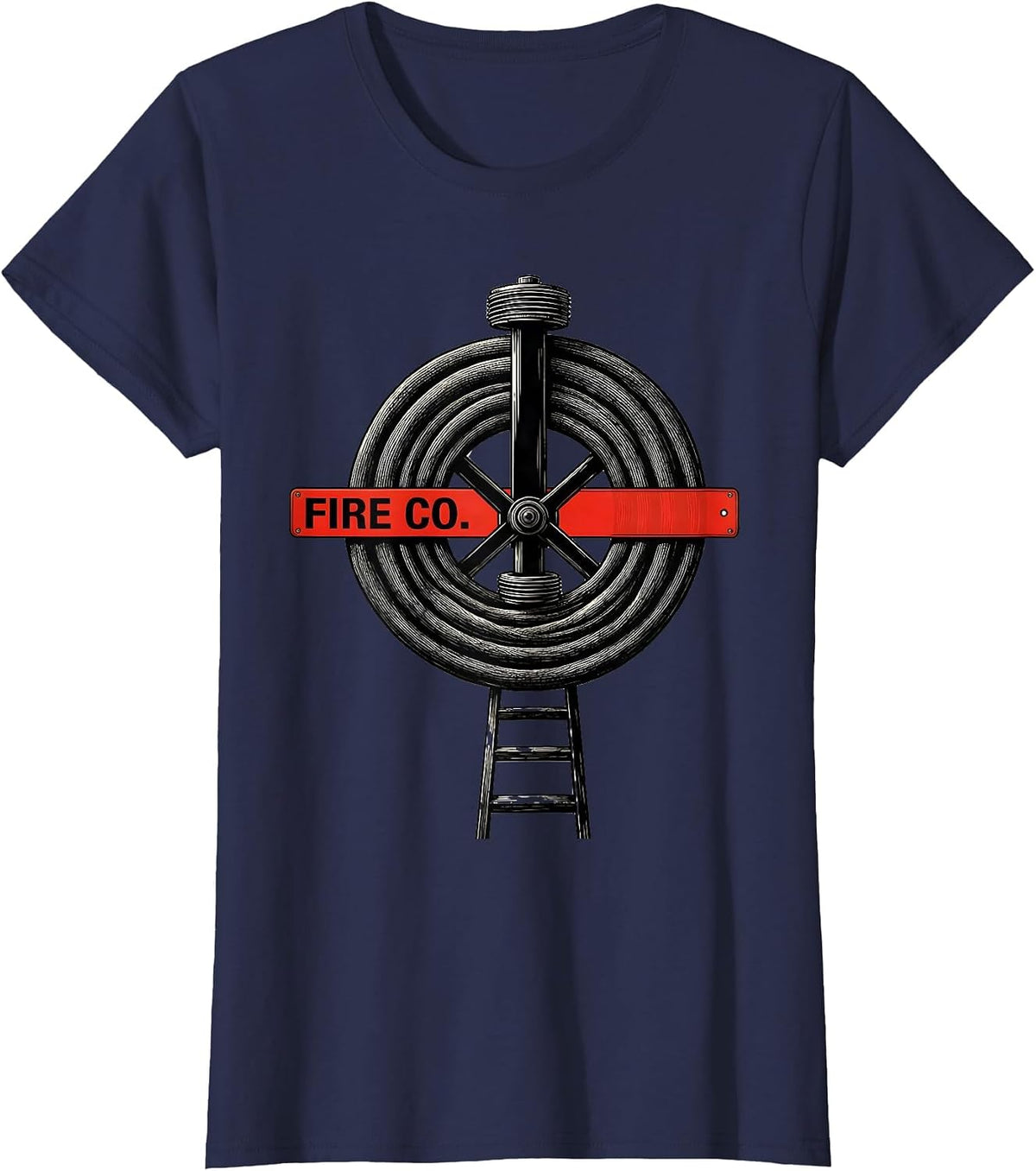 Women's FIRE CO. Swiss International Firefighter Department Pride T-Shirt - Navy Blue