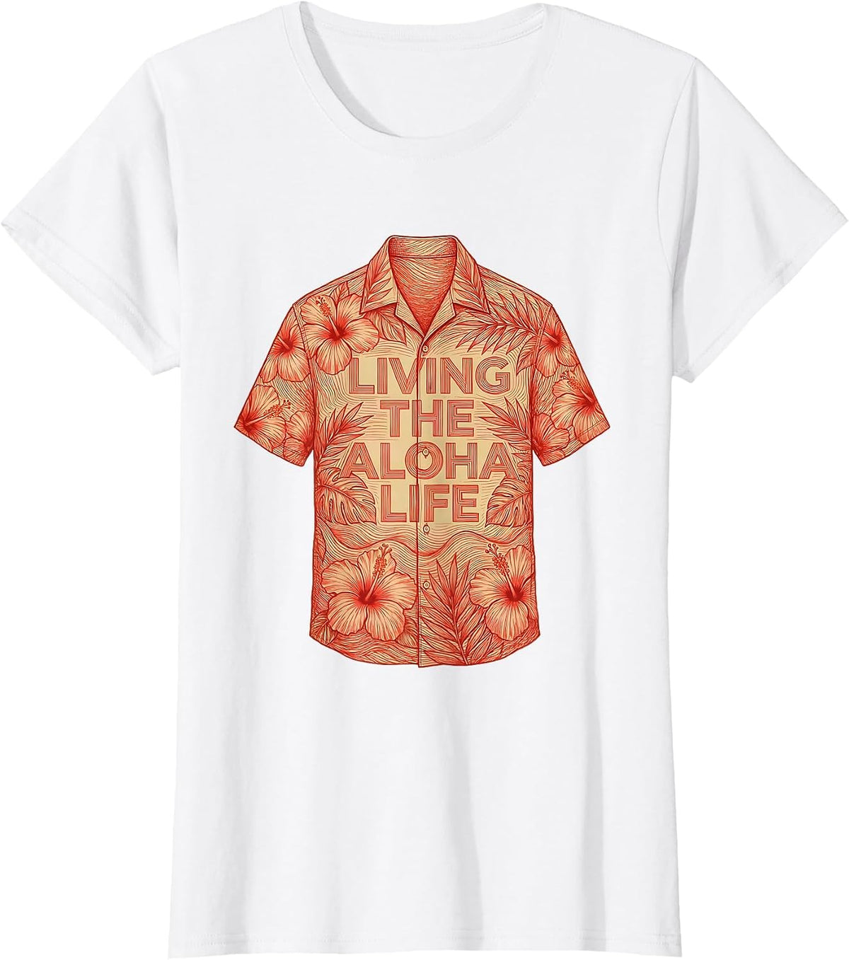 Living the Aloha Life Hawaiian Spirit Design T-Shirt - White