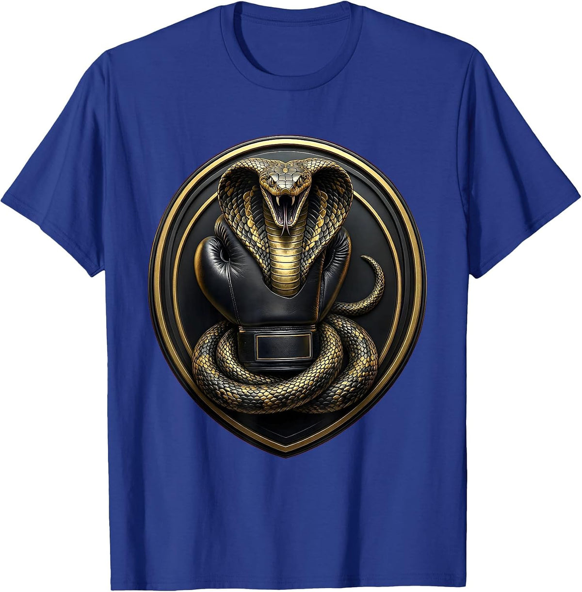 Cobra Snake Coiled Boxing Glove Graphic T-Shirt - Royal Blue