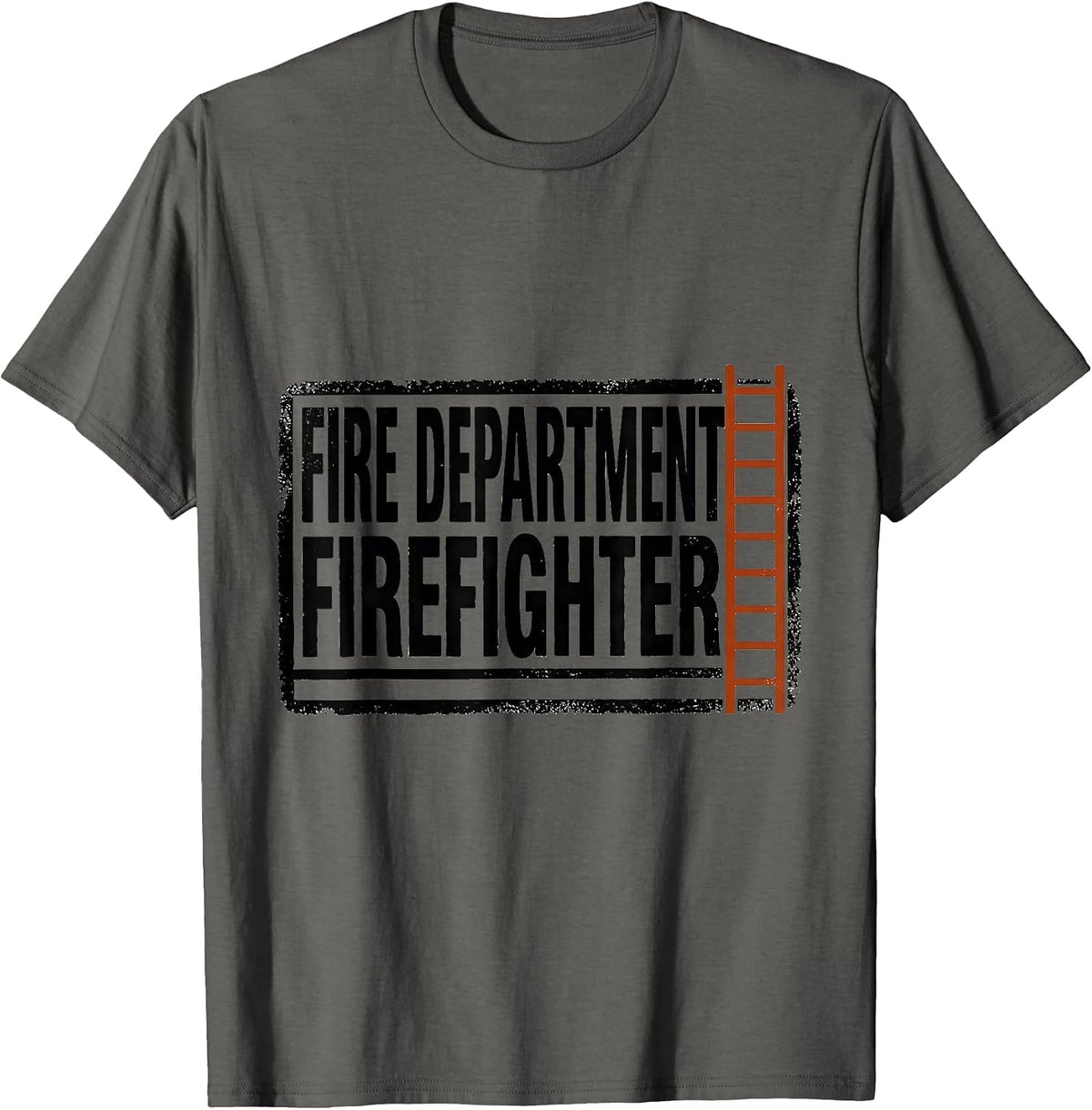 Men's FIRE DEPARTMENT FIREFIGHTER Rubber Stamp Firefighter Family T-Shirt - Asphalt Grey