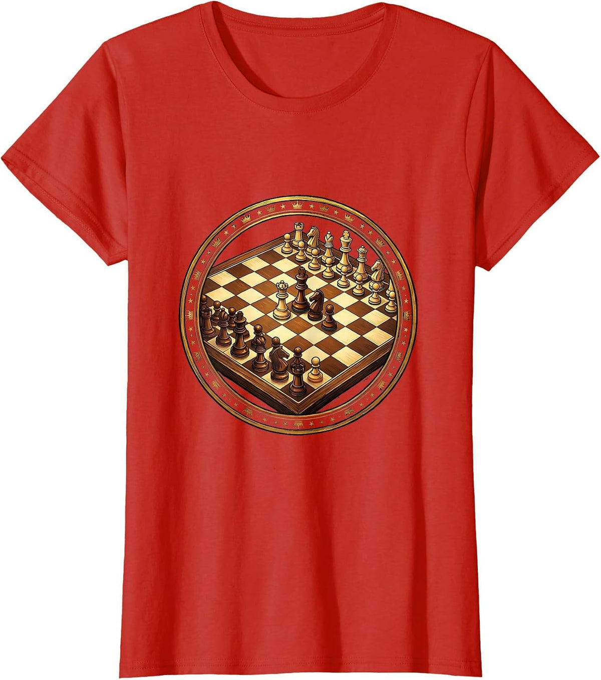 Instructional Coach Chess Mid-Game Board Illustration T-Shirt - Red