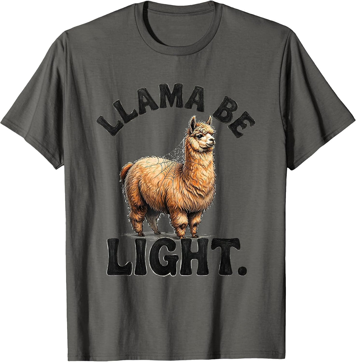 Llama Be Light Funny Llama Lover Halloween Novelty Humor T-Shirt - Asphalt Grey