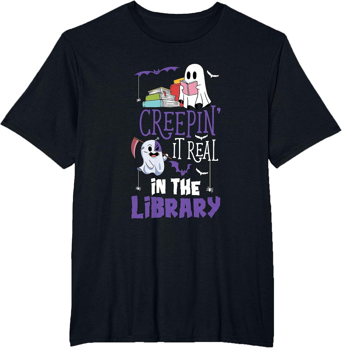 Scary Librarian Reading Teacher Book Lover Halloween Library T-Shirt - Black