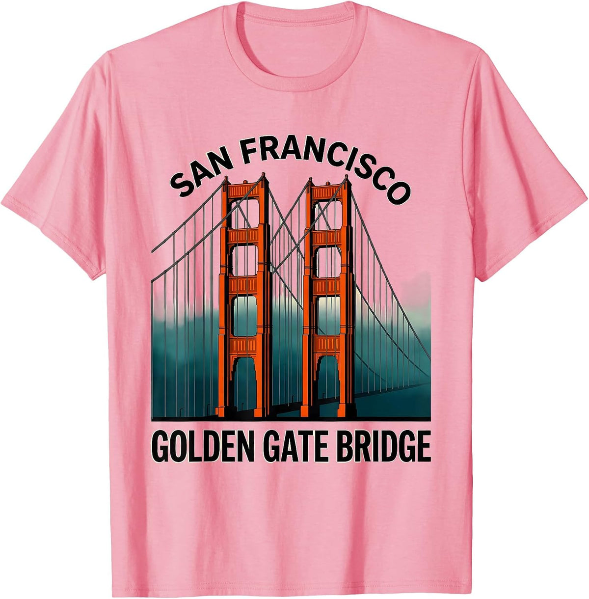 Men's San Francisco Golden Gate Bridge Retro Souvenir Gift T-Shirt - Pink