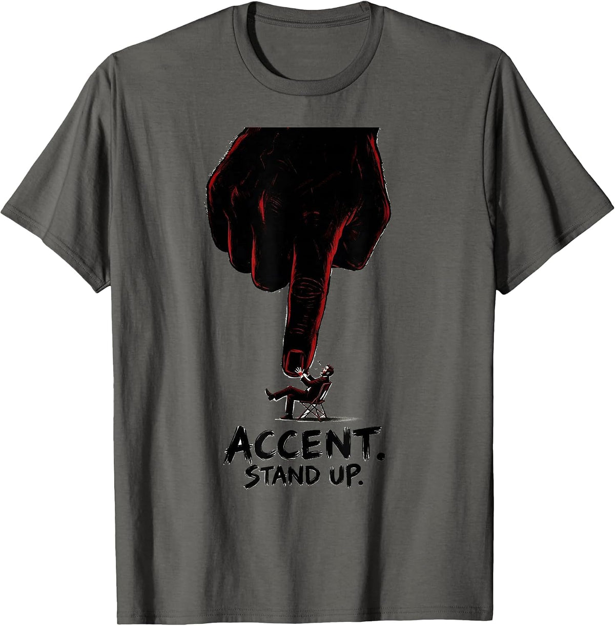 Men's Accent Stand Up Funny Musician Band Member Music Teacher T-Shirt - Asphalt Grey