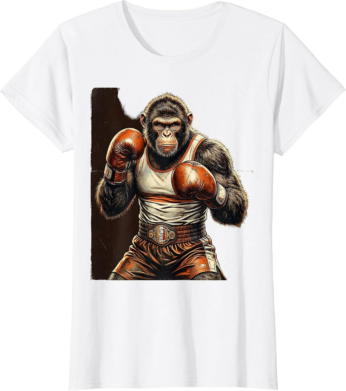 Monkey Boxing Gloves Fighter Graphic T-Shirt - White