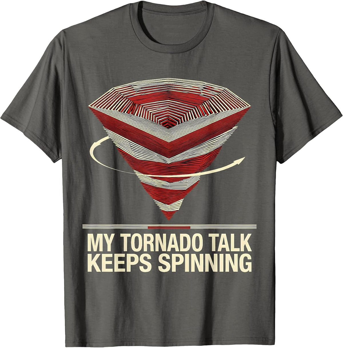 Men's My Tornado Talk Keeps Spinning Geometric Storm Chaser T-Shirt - Asphalt Grey