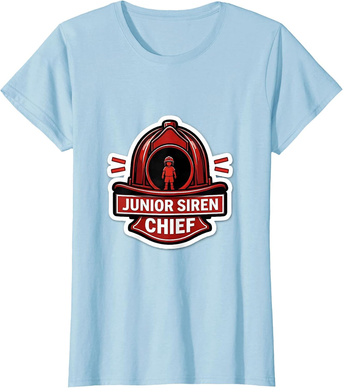 Junior Siren Chief Playful Firefighter Birthday Gift T-Shirt - Baby Blue