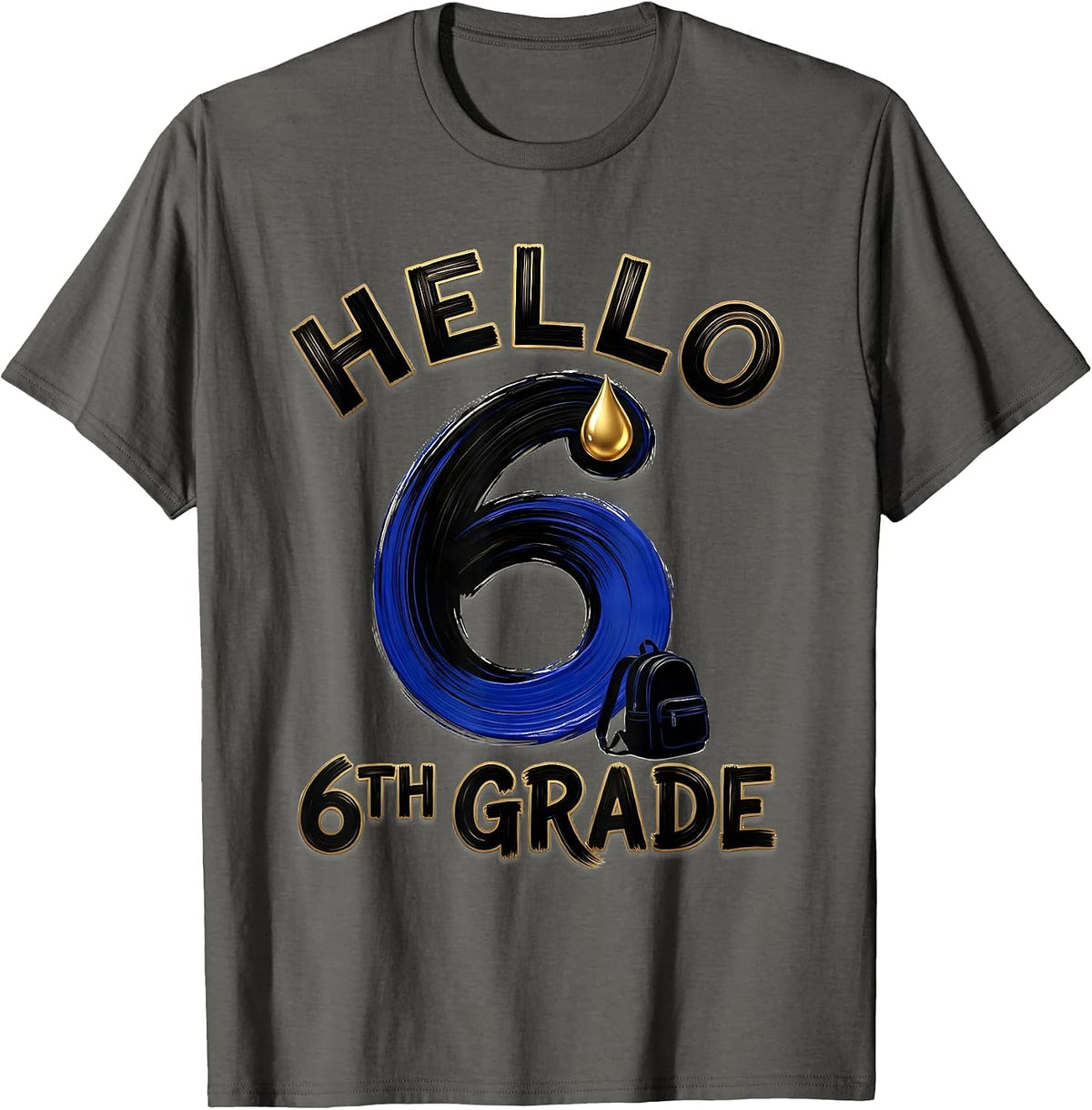 Men's Hello 6th Grade Groovy Back To School First Day of Sixth T-Shirt - Asphalt Grey