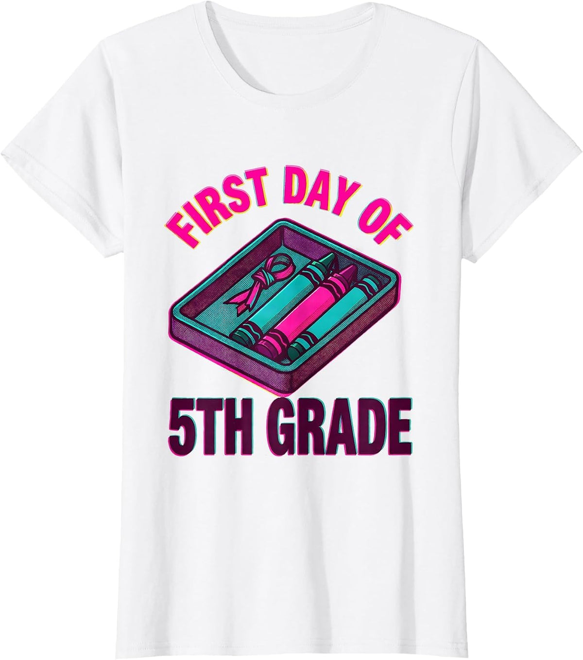 First Day Of 5th Grade Coquette Back To School Girls Kids T-Shirt - White