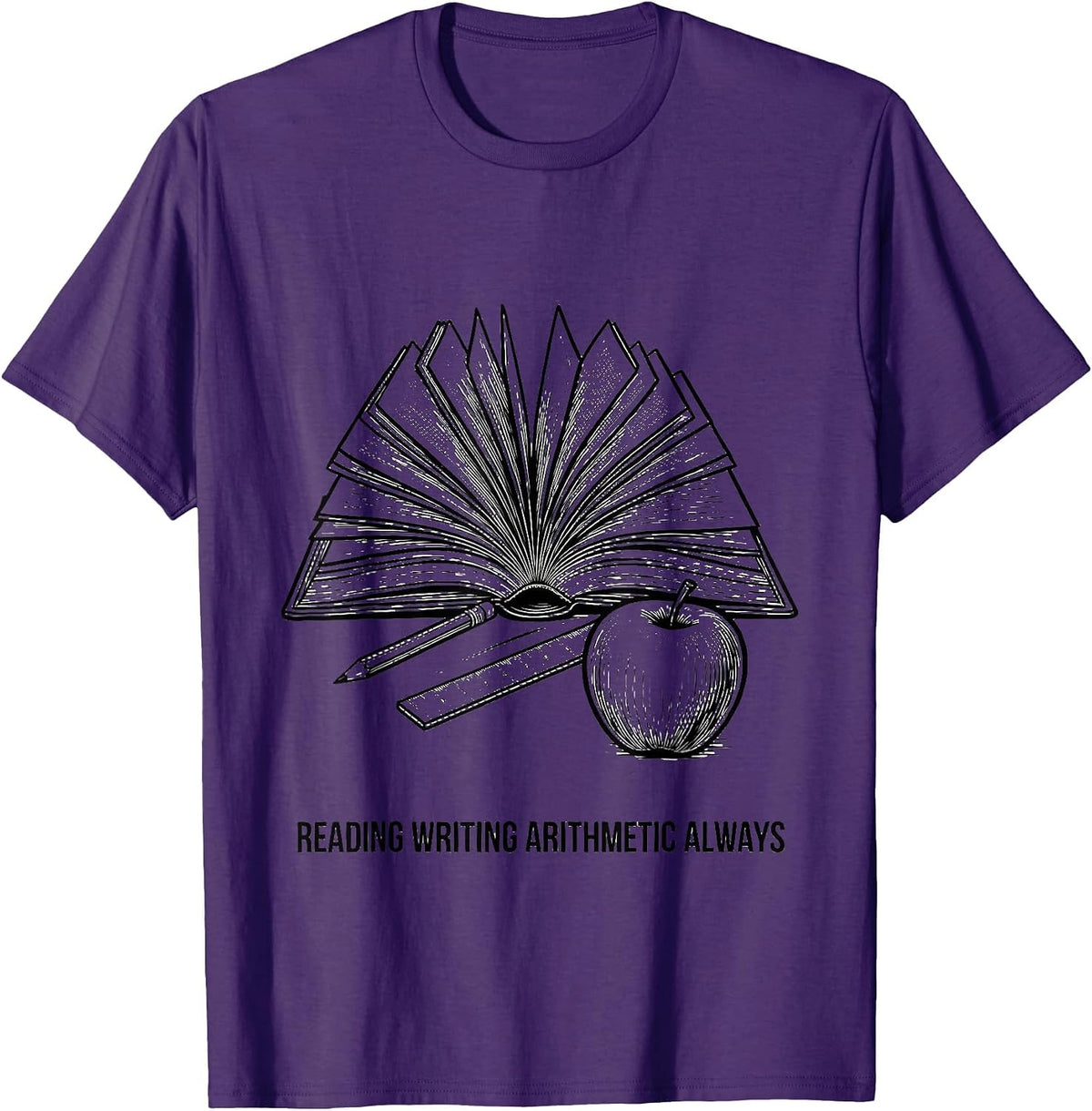 5th Grade Teacher Reading Writing Arithmetic Design T-Shirt - Purple