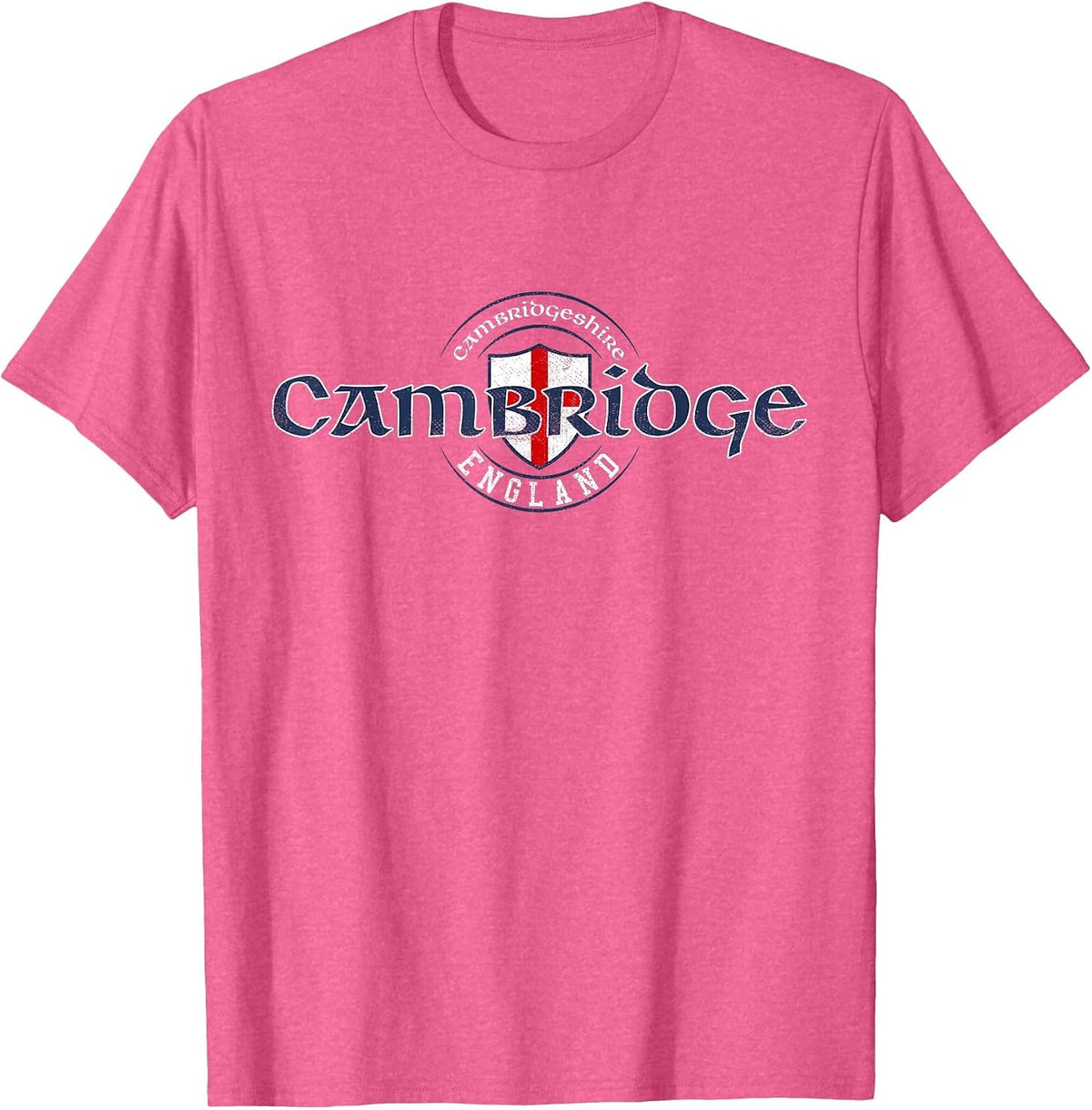 Cambridge England English Flag T-Shirt - Pink Heather