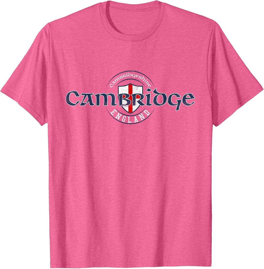 Cambridge England English Flag T-Shirt - Pink Heather