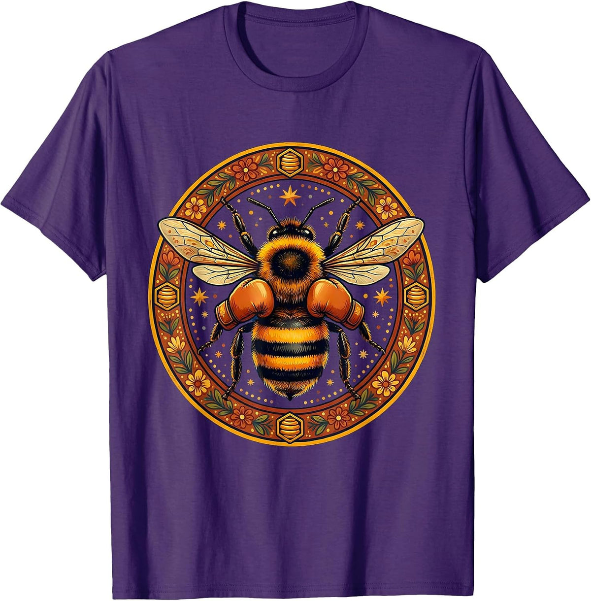 Boxing Bee Fighter Graphic Tee T-Shirt - Purple