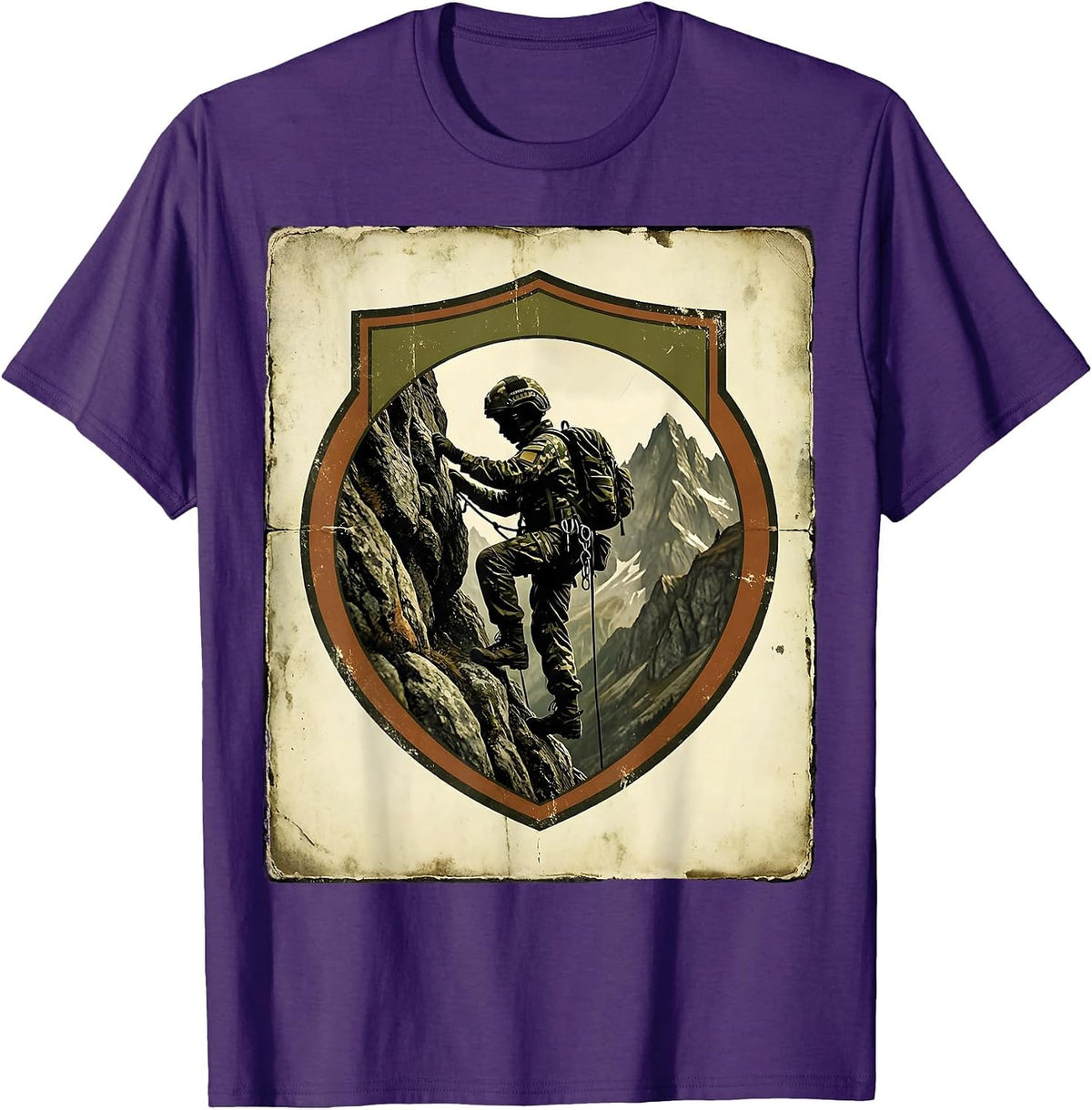 Boys Camo Mountain Climbing Graphic Tee T-Shirt - Purple