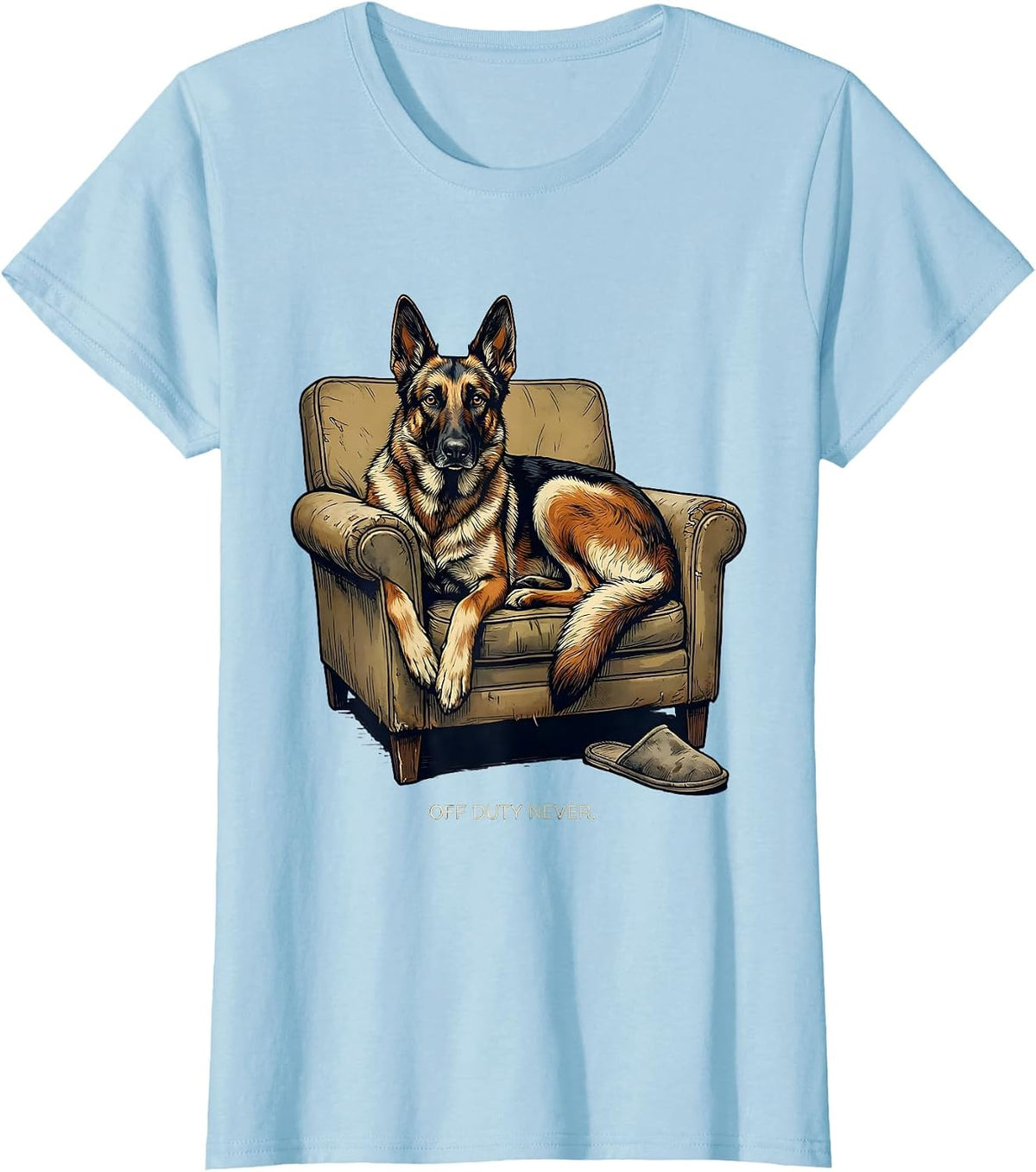 Off Duty Never Funny Belgian Malinois Dog Owner Humor T-Shirt - Baby Blue