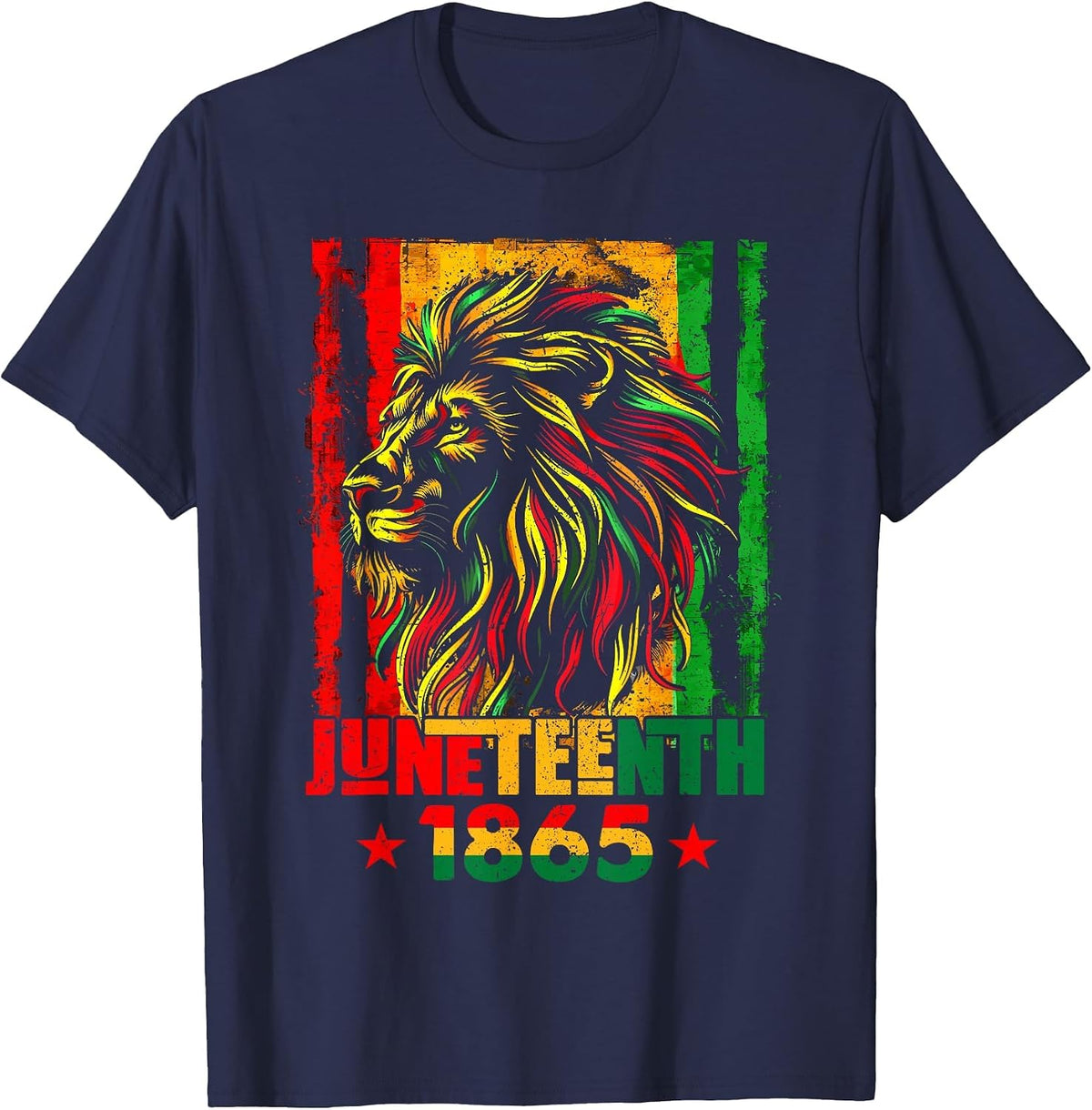Juneteenth Lion Men Women African American Black History T-Shirt - Navy Blue