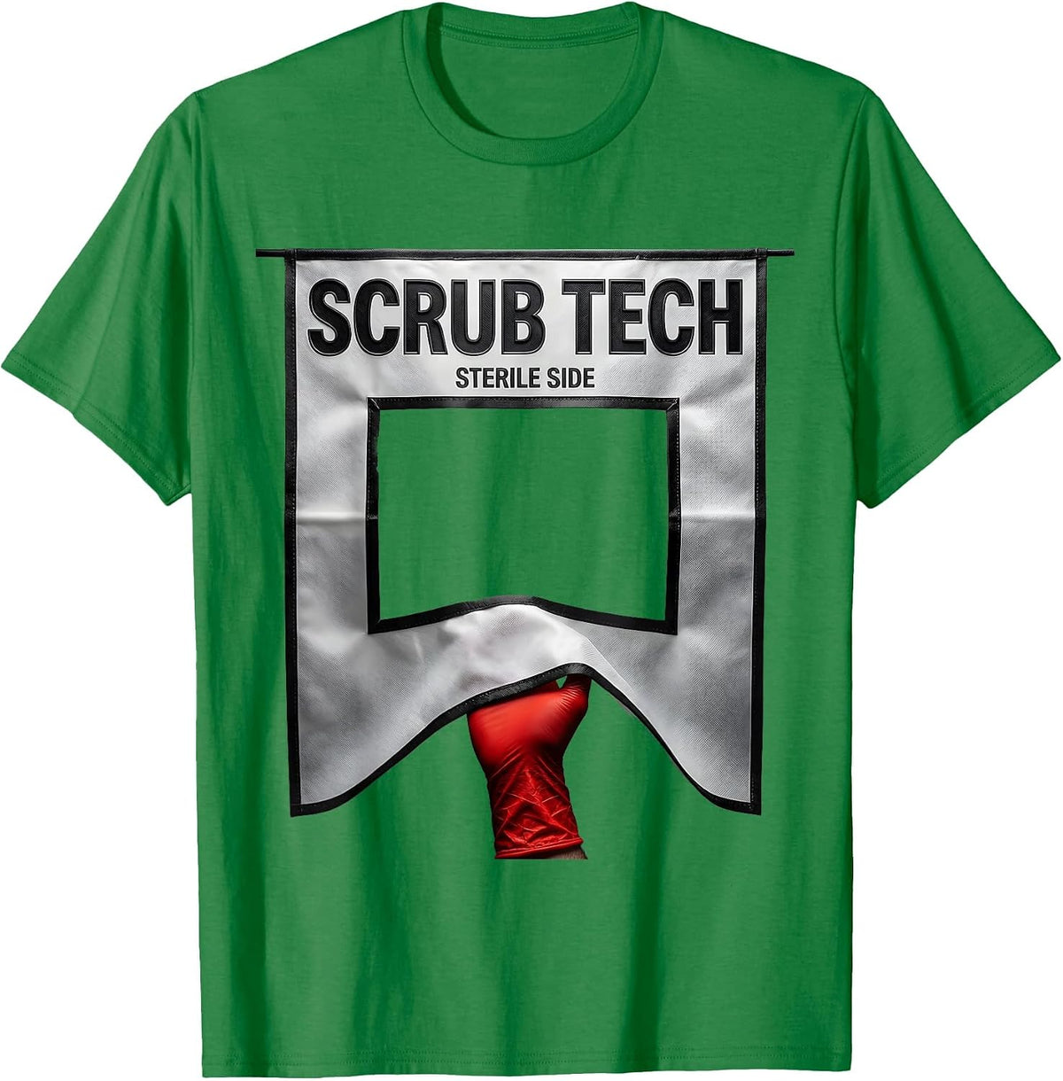Men's Scrub Tech Sterile Side Funny Surgical Tech Gift T-Shirt - Kelly Green