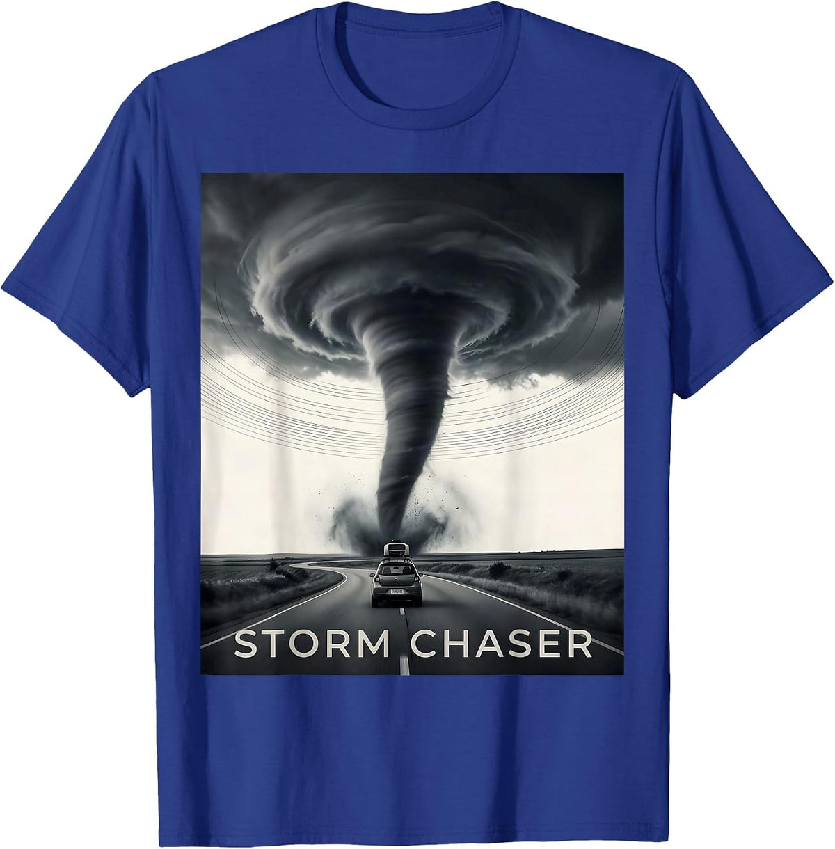 Men's Storm Chaser Monochromatic Tornado Meteorology Enthusiast T-Shirt - Royal Blue