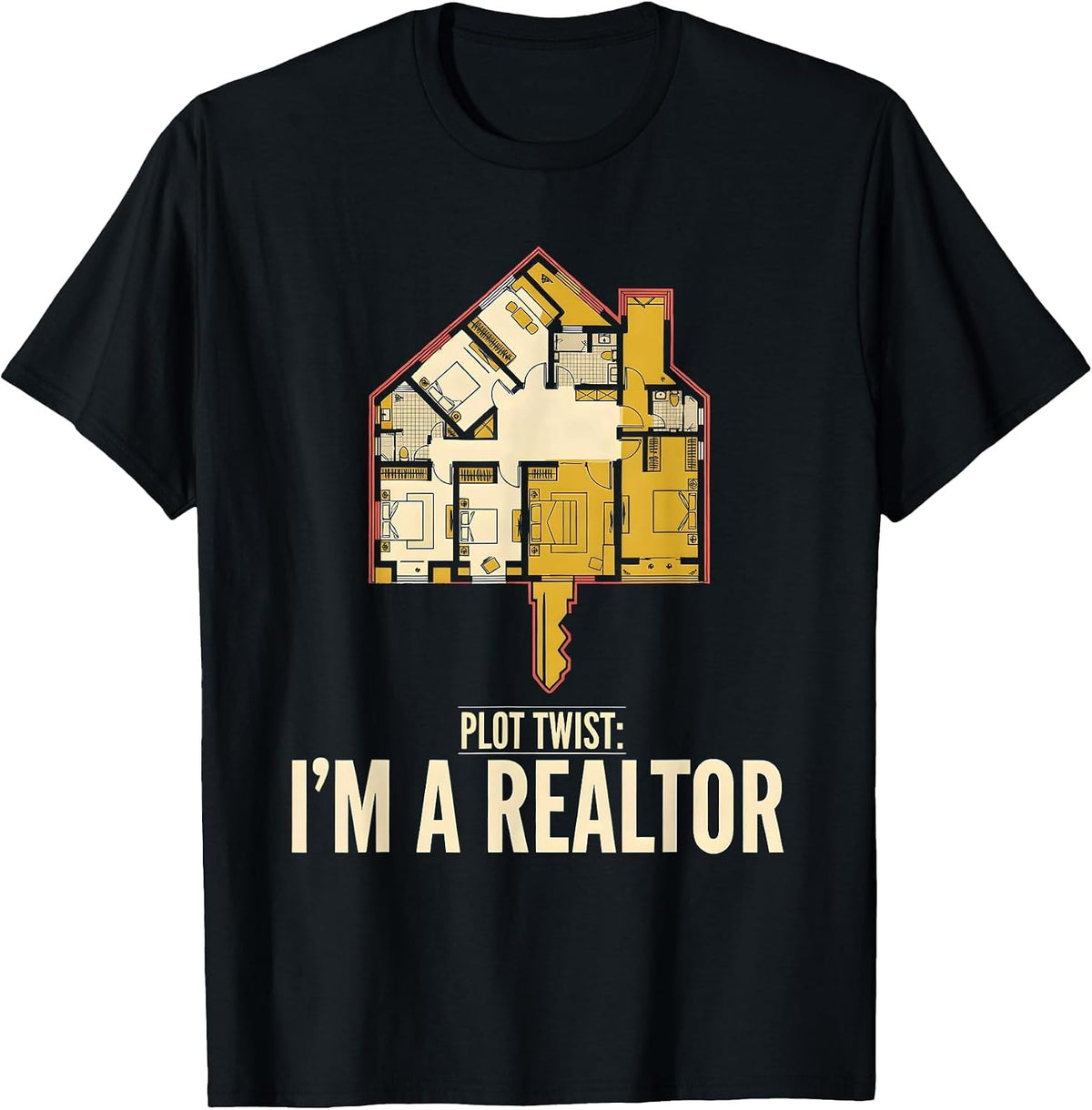Men's Plot Twist: I'm A Realtor Funny Real Estate Agent Humor T-Shirt - Black