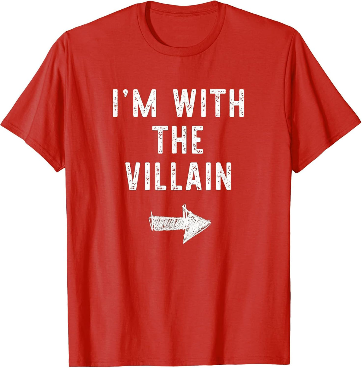 I’m with The Villain Funny Halloween Couple Costume T-Shirt - Red