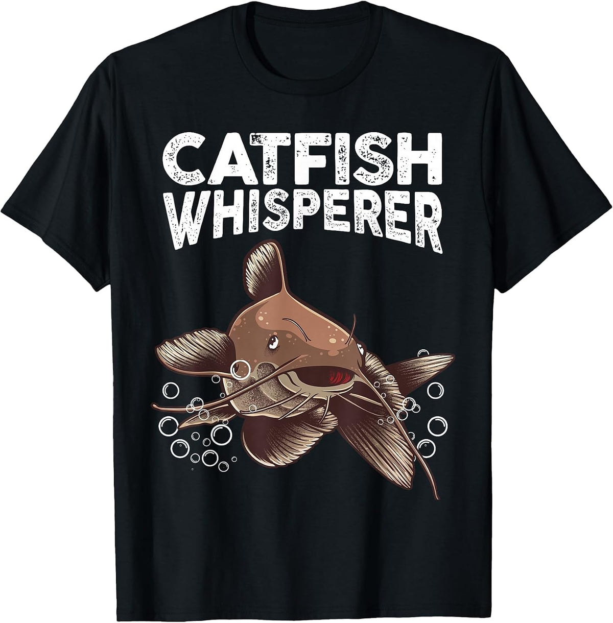 Funny Catfishing Design Men Women Catfish Hunter Whisperer T-Shirt - Black