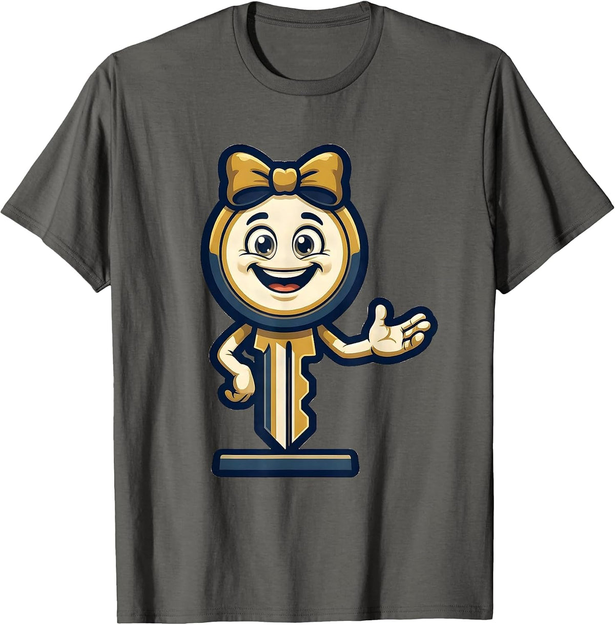 Key-Shaped Realtor Mascot Funny Real Estate Agent Gift T-Shirt - Asphalt Grey