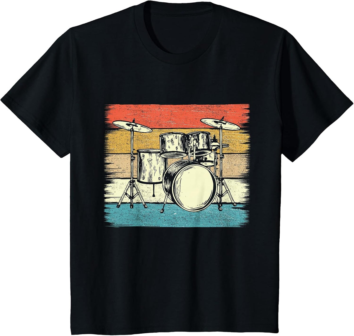 Retro Drum Sets - Band Drummer Percussion Player T-Shirt - Black