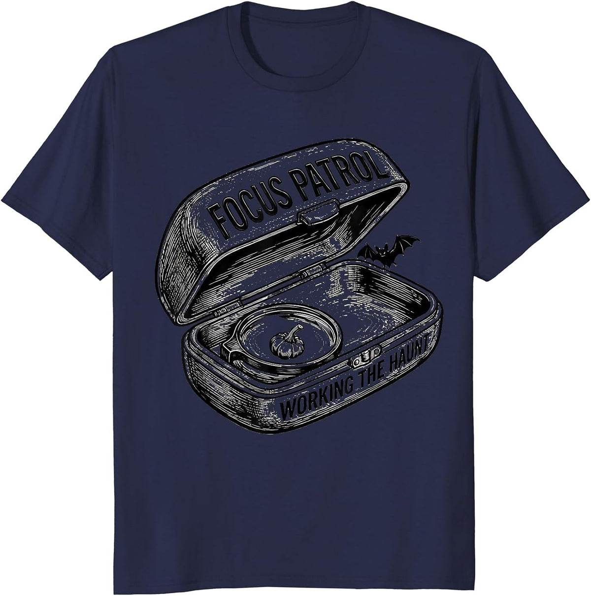 Focus Patrol Working The Haunt Funny Optometrist Halloween T-Shirt - Navy Blue