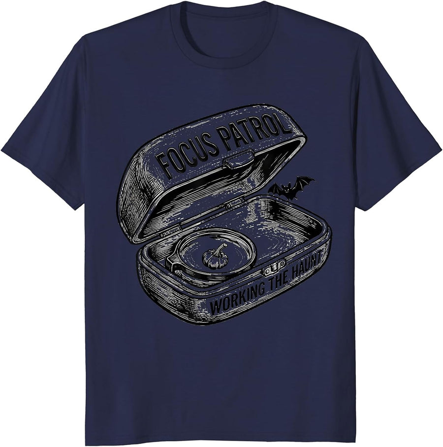 Focus Patrol Working The Haunt Funny Optometrist Halloween T-Shirt - Navy Blue