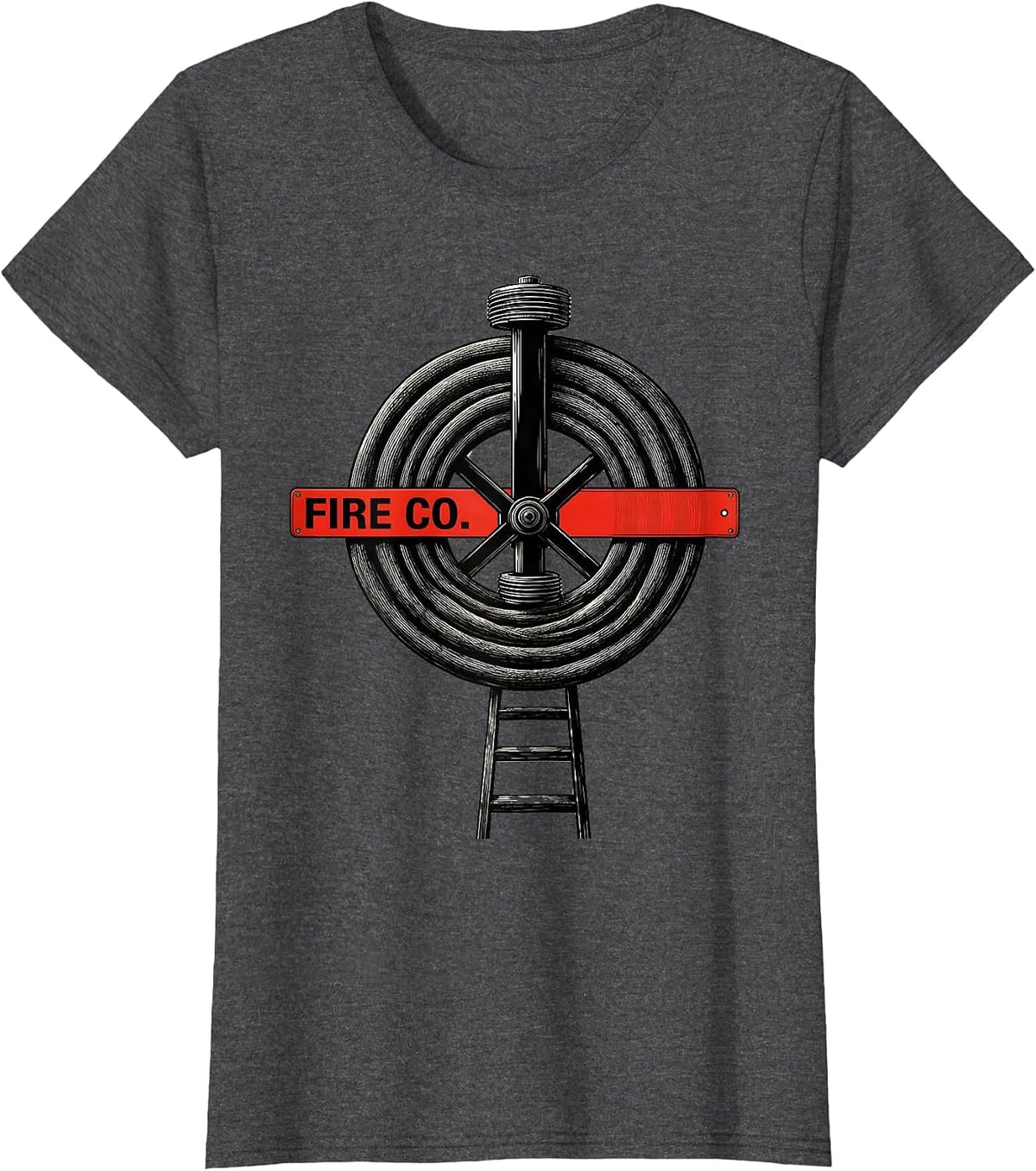 Women's FIRE CO. Swiss International Firefighter Department Pride T-Shirt - Dark Heather Grey