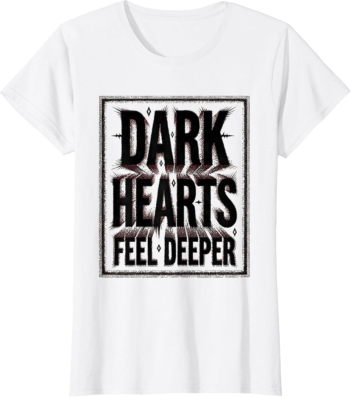 Dark Hearts Feel Deeper Emo Gothic Design T-Shirt - White