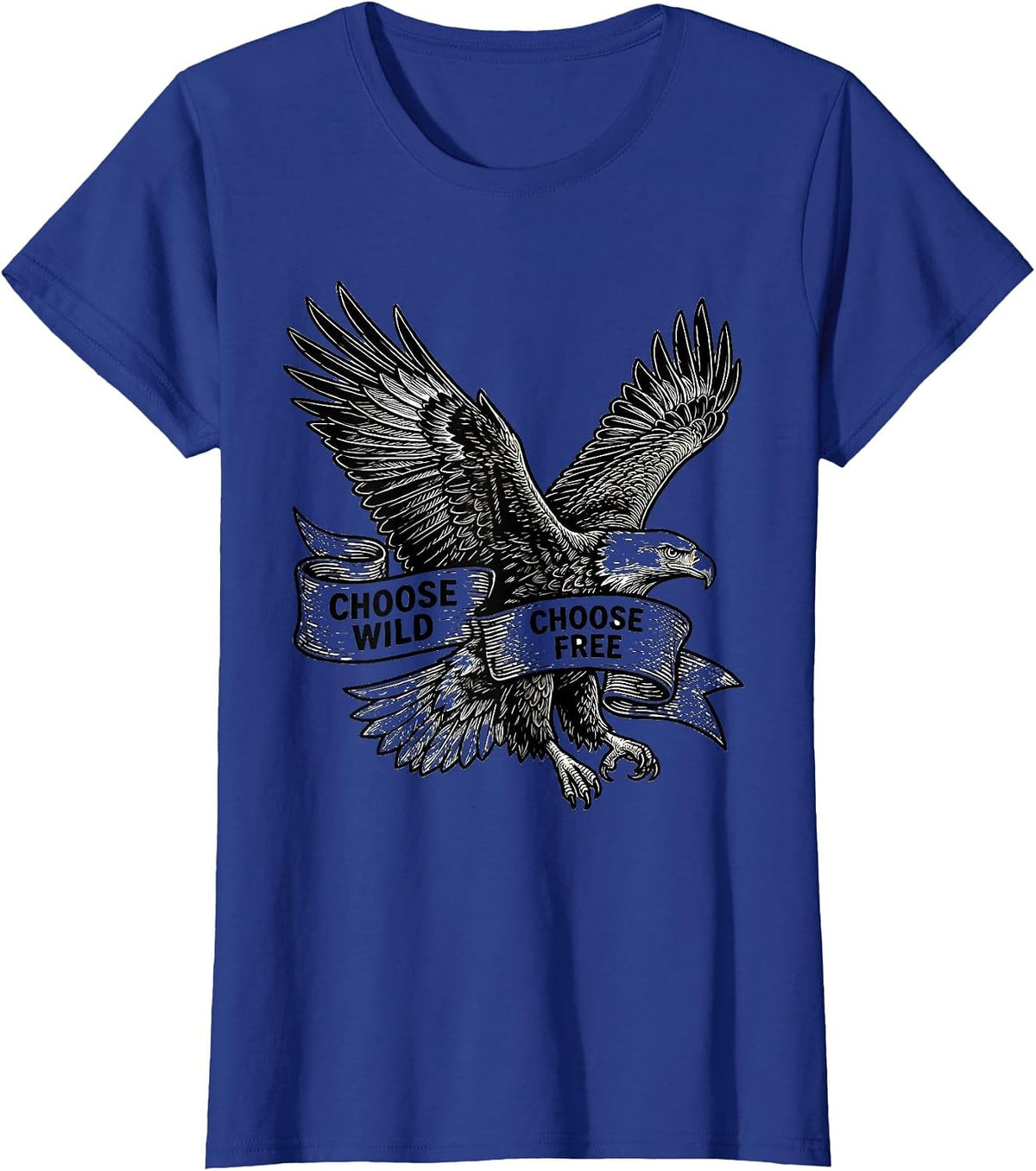 Women's Choose Wild Choose Free Live Free Design T-Shirt - Royal Blue