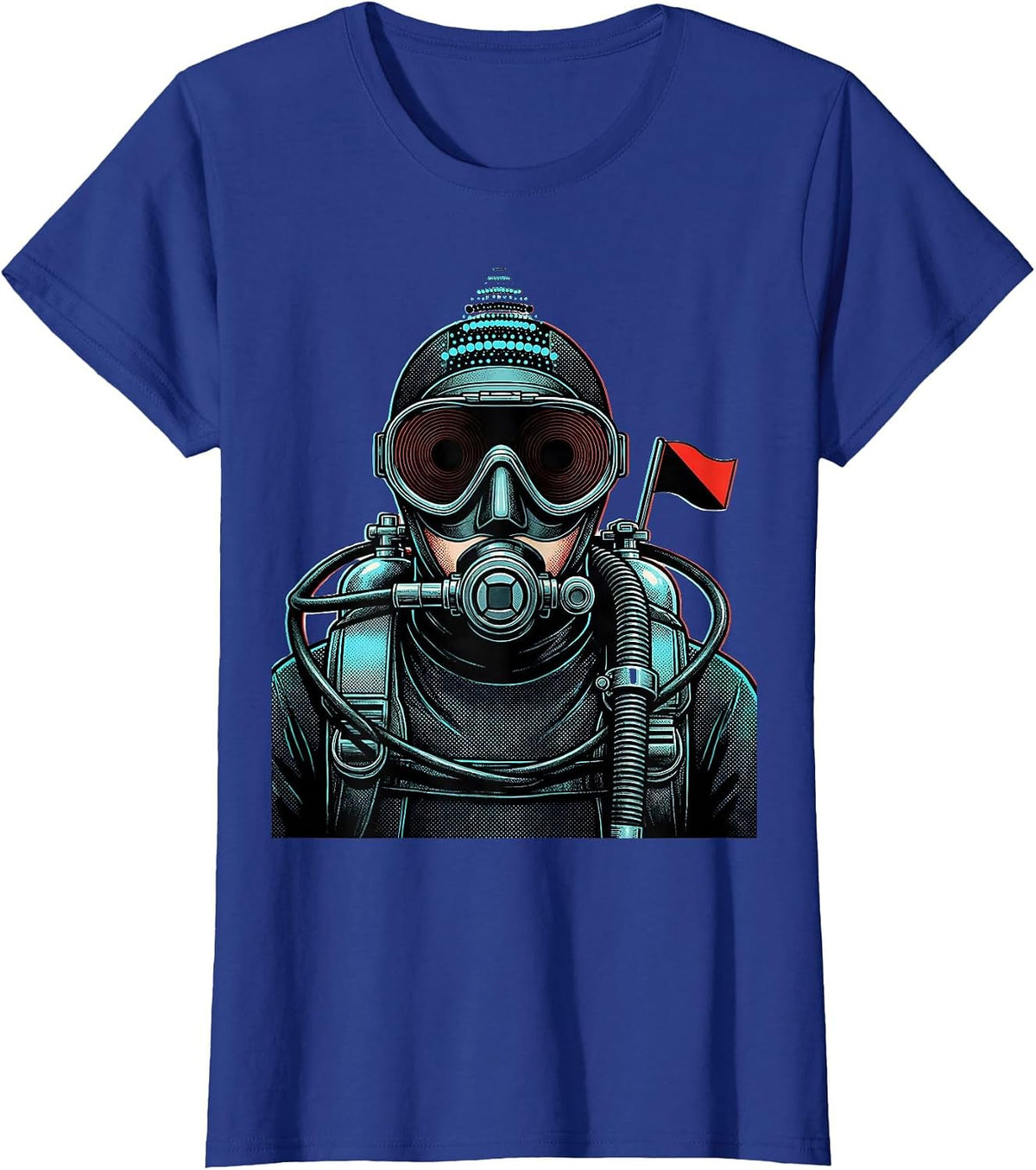 Women's Scuba Diver Torso Vintage Ocean Humor Gift T-Shirt - Royal Blue