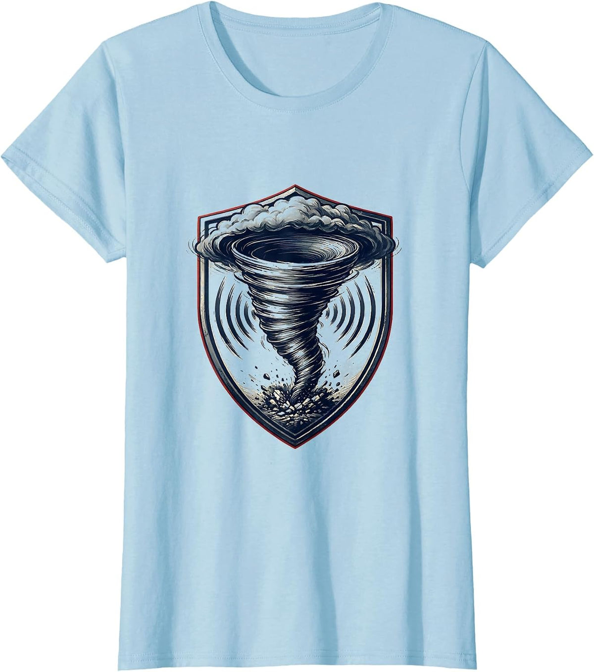 Storm Chaser Tornado Weather Enthusiast Emblem T-Shirt - Baby Blue