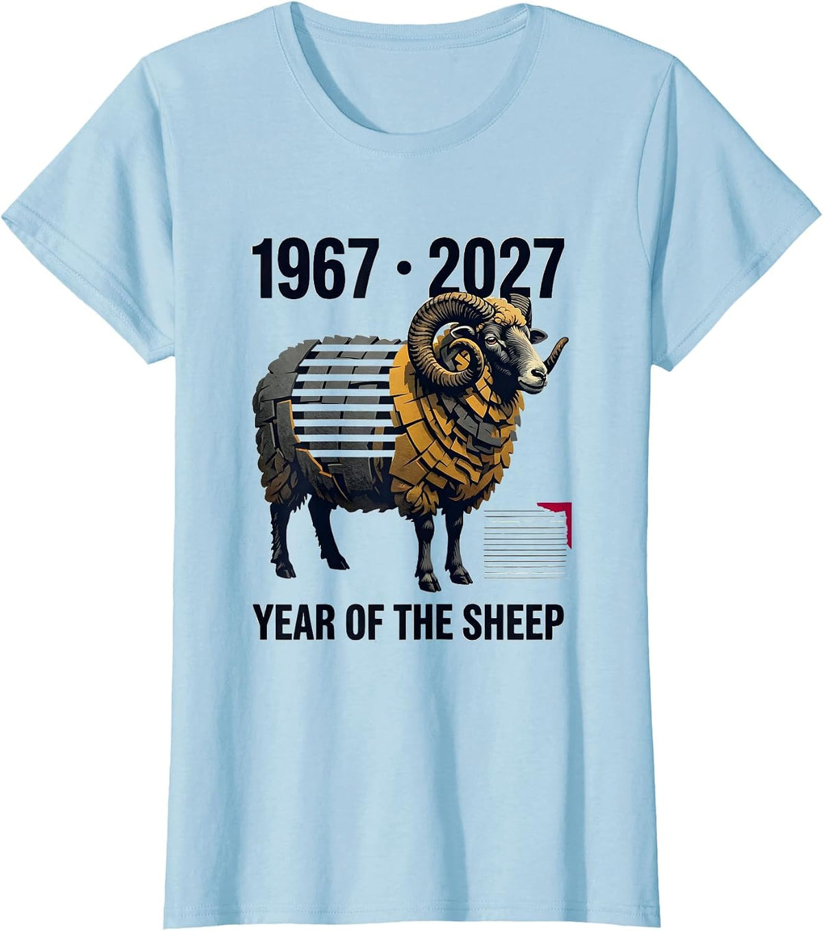 1967 · 2027 Year Of The Sheep Zodiac 60th Birthday Lunar New T-Shirt - Baby Blue