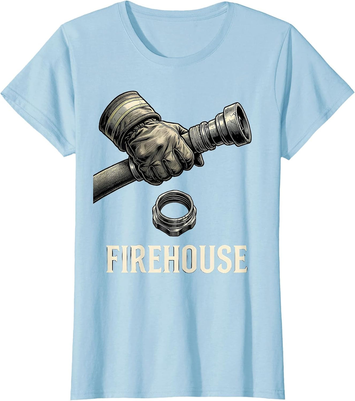 Women's FIREHOUSE Monochromatic Firefighter Pride Crew Memorial T-Shirt - Baby Blue