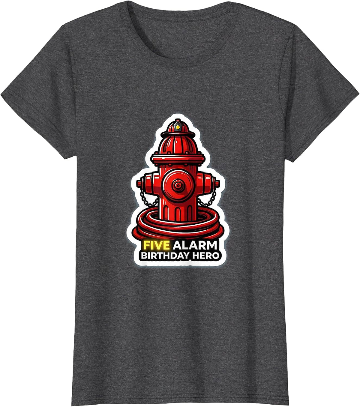 Women's Five Alarm Birthday Hero Cute Toddler Firefighter Party T-Shirt - Dark Heather Grey