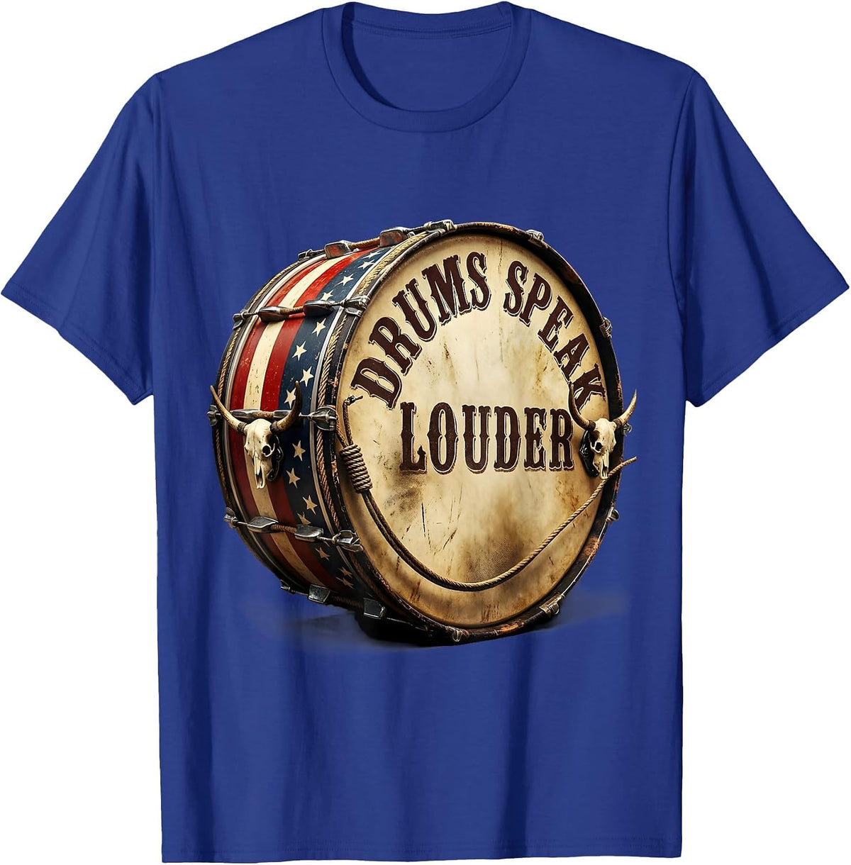 Drums Speak Louder Band Music Graphic Design T-Shirt - Royal Blue