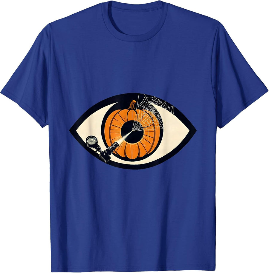 Almond Eye Pumpkin Iris Halloween Optometrist Eye Doctor T-Shirt - Royal Blue