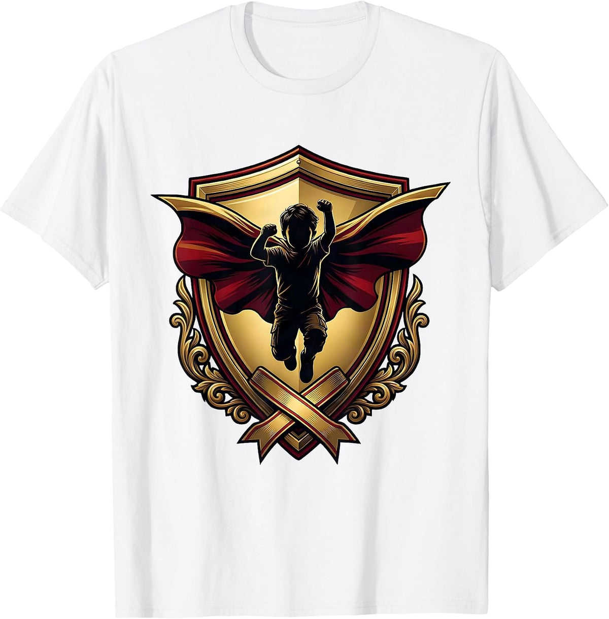 Men's Down Syndrome Awareness Superhero Child Cape T-Shirt - White