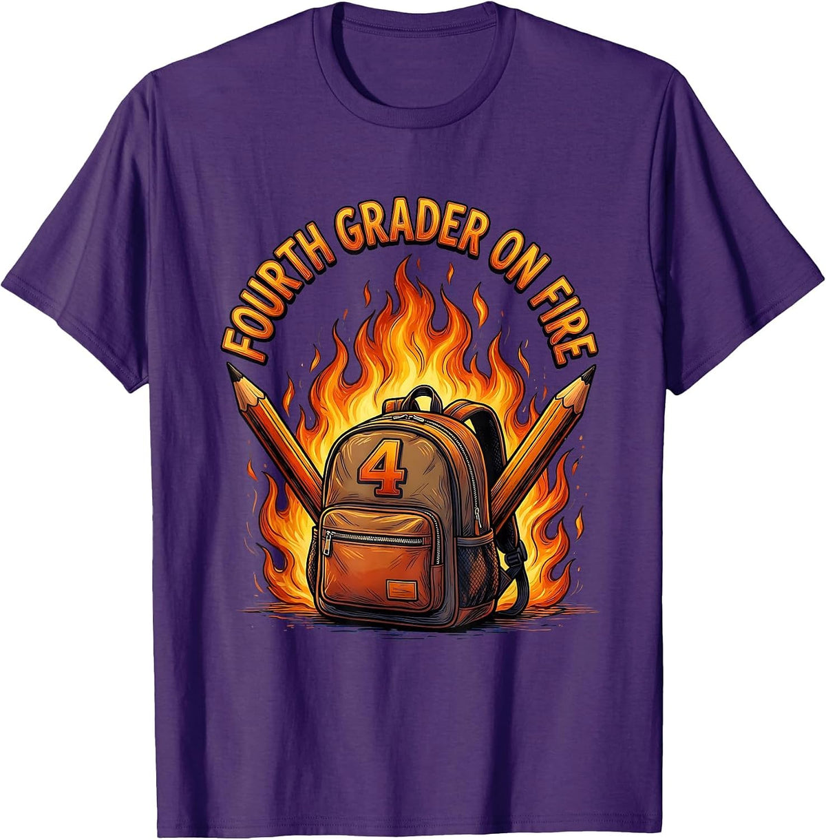Fourth Grader On Fire Awesome 4th Grade Design T-Shirt - Purple
